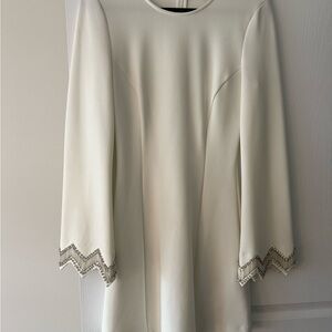 Marciano Cream Long Sleeve Dress with Embellished Cuffs